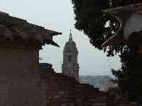 Framed church tower