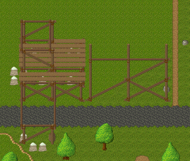 scaffolding over a path
